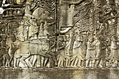 Fresque de la galerie Est relatant les sanglants exploits de l'armée khmère contre les Chams dans le temple du Bayon - Cité d'Angkor Thom - Cambodge