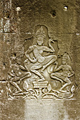Fresque dans le temple du Bayon - Cité d'Angkor Thom - Cambodge
