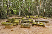 Ruines sur le long chemin dans la forêt pour accéder au temple - Temple Ta Prohm - Cambodge