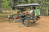 Tuk-tuk attendant à l'ombre les touristes - Temple Ta Prohm - Cambodge