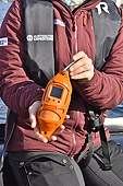 Appareil de mesure de l'eau de mer avec profils hydrologiques de conductivités, températures et profondeurs mesurées - Groenland