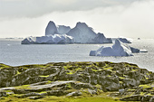 Iceberg longeant la ville de Qeqertarsuaq en provenance du fjord glacé d'Ilulissat - Groenland
