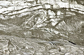 Détails du front du glacier chargé de sédiments - Fjord d'Evighed - Groenland
