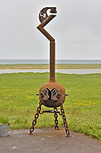 Péninsule de "Snæfellsnes" - Barbecue fabriqué avec une boule métallique servant de lest pour les chaluts - Islande
