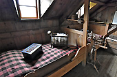 Ferme / Musée de Glaumbær - Détail d'un lit dans la "Baõstofa" (Pièce principale pouvant abriter jusqu'à 22 personnes) - Islande