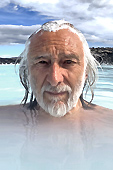 Claude BARDY au "Blue Lagoon" - "Bláa Lónid" en islandais, nom d'une station thermale - Islande