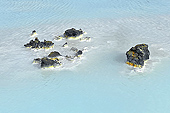 Détail de la silice et minéraux sur les rochers - Blue Lagoon, "Bláa Lónid" en islandais, nom d'une station thermale - Islande