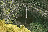 Cascade et point d'eau au fond de la vallée encaissée de la rivière des "Remparts" - La Réunion