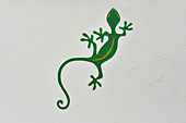 Peinture d'une salamendre sur un mur (Phelsuma inexpectata ou Gecko vert de Manapany) - La Réunion