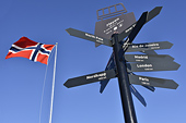 Poteau indicateur en haut de la montagne Fløien - BERGEN - NORVÈGE