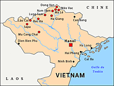 Carte du Nord Viêtnam avec la région du Tonkin