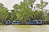 De nombreux bateaux stationnent sur les berges des îlots - Ben Tre - Viêtnam