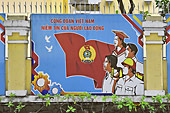 Affiche de propagande politique dans les rues d'Hô Chi Minh-Ville - Viêtnam