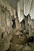 Cavité avec des stalactites dans la grotte "Trinh Nu" sur l'île du même nom - Baie d'Halong - Viêtnam